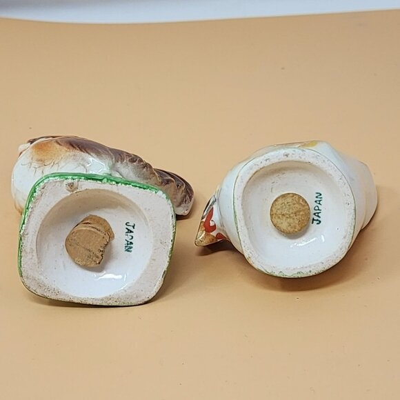 Vintage Ceramic Chicken & Rooster Salt & Pepper Shakers Set Japan - Picture 6 of 11